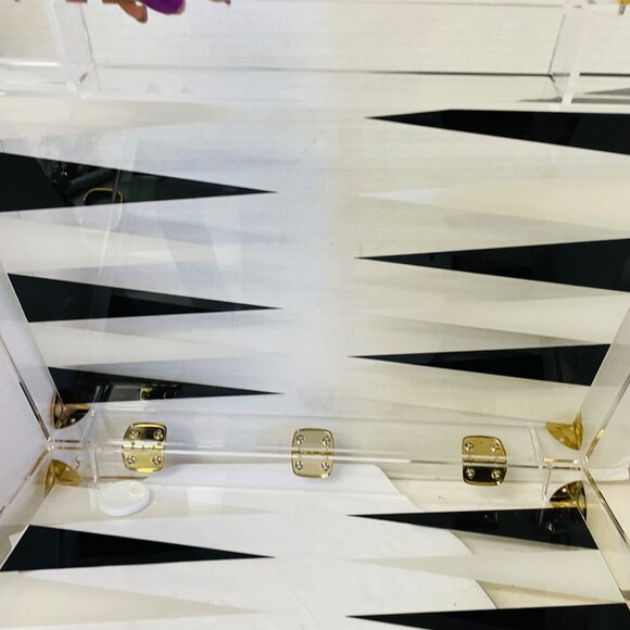 Luxury Acrylic Backgammon Set With Gold Accents & Dice 17" x 13  1/3" x 3' - Picture 3 of 16